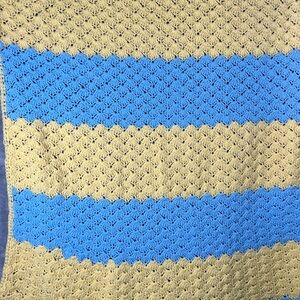 Homemade blanket  Striped Knit Sweater in Blue and yellow